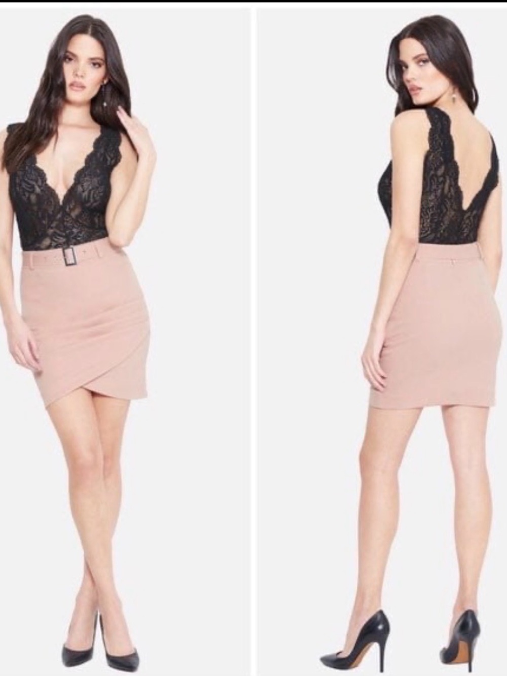 bebe Blush Pink Belted Wrap Skirt